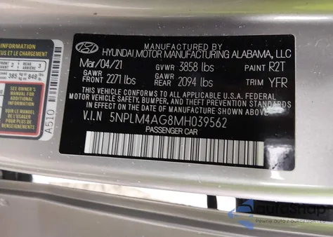 2021 Hyundai Elantra Sel z USA, uszkodzony, nr VIN 5NPLM4AG8MH039562